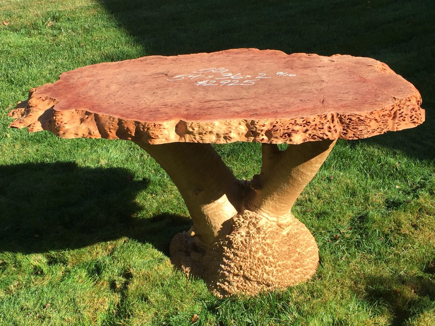 AustralianBurls.com Table Bases - Burled Base w/Salmon Gum Burl Slab